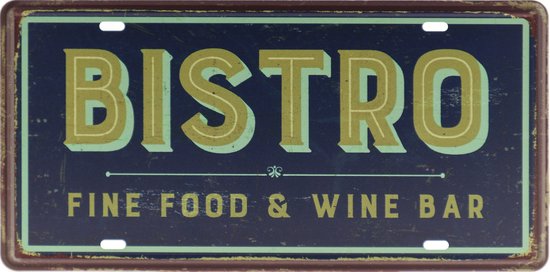 Wandbord – Mancave – Bistro - Wijn - Wijnbar – Vintage - Retro - Wanddecoratie – Reclame bord – Restaurant – Kroeg - Bar – Cafe - Horeca – Metal Sign – Cadeau - 15x30cm