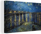 Toile - Tableau Van Gogh - Nuit étoilée sur le Rhône - Pont - Maîtres anciens - 120x80 cm - Décoration murale - Chambre