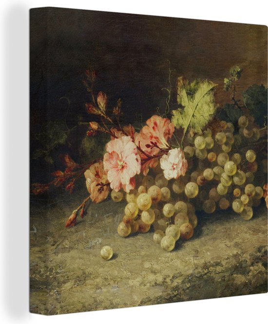 Canvas - Schilderij Fruit - Stilleven met druiven - Oude meesters - 20x20 cm - Wanddecoratie - Slaapkamer