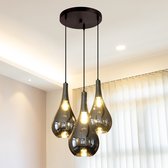 Hanglamp Industriele Plafondlamp Hanglampen Eetkamer - Plafondlamp Zwart Smoke Glas Rook Glas Drups