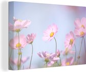 Canvas Schilderij Bloemen - Roze - Buiten - Natuur - 60x40 cm - Wanddecoratie