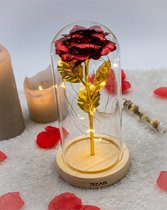 Reas - Rose of Love - Gouden roos in glazen stolp met LED - Moederdag - Valentijnsdag - Valentijn - Verjaardag - Cadeau - Huwelijk