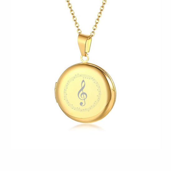 Pendentif Photo Avec Chaîne Et Gravure - Rond - Note de Musique