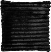 Dutch Decor HAZEL - Sierkussen 50x50 cm - effen kleur - strepen - heerlijk zacht - Raven - zwart - Inclusief binnenkussen