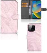 GSM Hoesje iPhone 14 Pro Max Flip Case Marble Pink