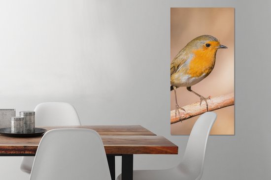 Tableau Toile Vogel - Branche - Rouge-gorge - 40x80 cm - Décoration murale
