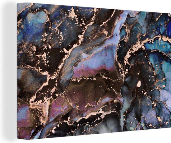 Toile Peinture Marbre - Goud - Rosé - 140x90 cm - Décoration murale