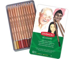 Derwent Academy Aquarelpotloden Huidskleuren van Hoge Kwaliteit - Set van 12 Skintones kleurpotloden in Blik