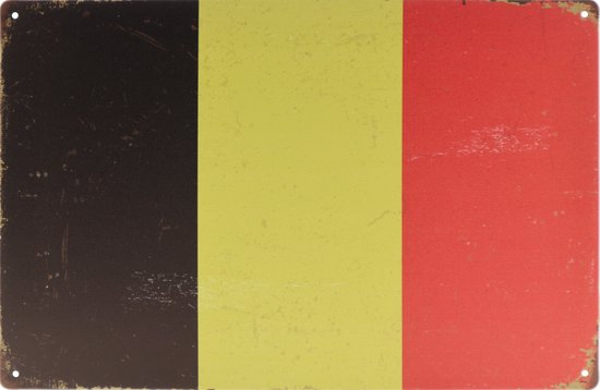 Wandbord – Belgische vlag - België - Retro - Wanddecoratie – Reclame bord – Restaurant – Kroeg - Bar – Cafe - Horeca – Metal Sign – 20x30cm