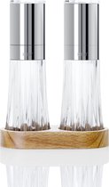 Moulin à poivre et sel en cristal AdHoc Menage - Acier inoxydable / Acrylique / Bois - 17 cm - Transparent / Argent