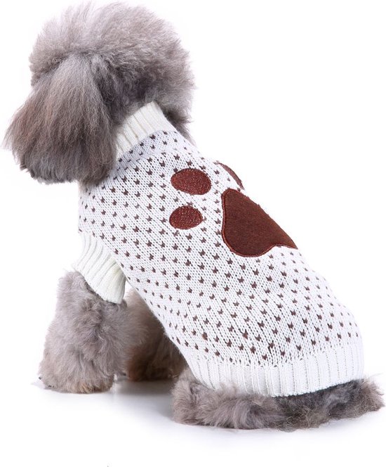 Gebreide honden trui ecru M