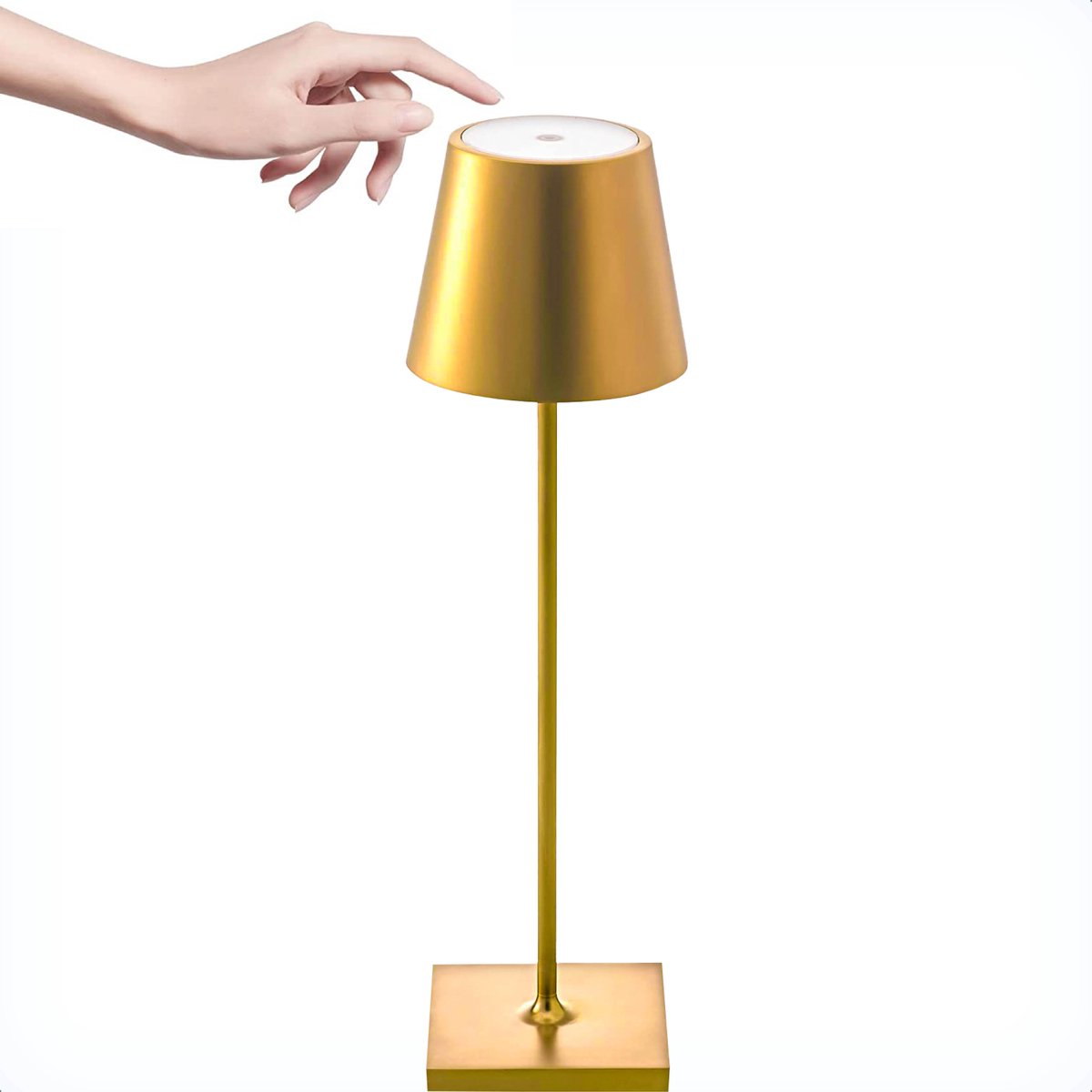 Lussono oplaadbare Tafellamp goud - nachtlampje - tafellamp op batterijen -  38 cm | bol.com