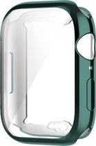 By Qubix Siliconen case (volledig beschermd) 45mm - Groen - Geschikt voor Apple watch 45mm hoesje - screenprotector - Bescherming iWatch - Bescherm