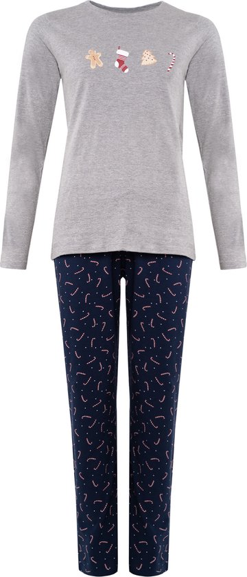 Happy Shorts Dames Kerst Pyjama Shirt + Broek Grijs / Zuurstok - Maat M