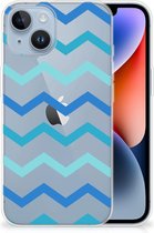 Telefoon Hoesje Geschikt voor iPhone 14 Siliconen Back Cover Zigzag Blauw