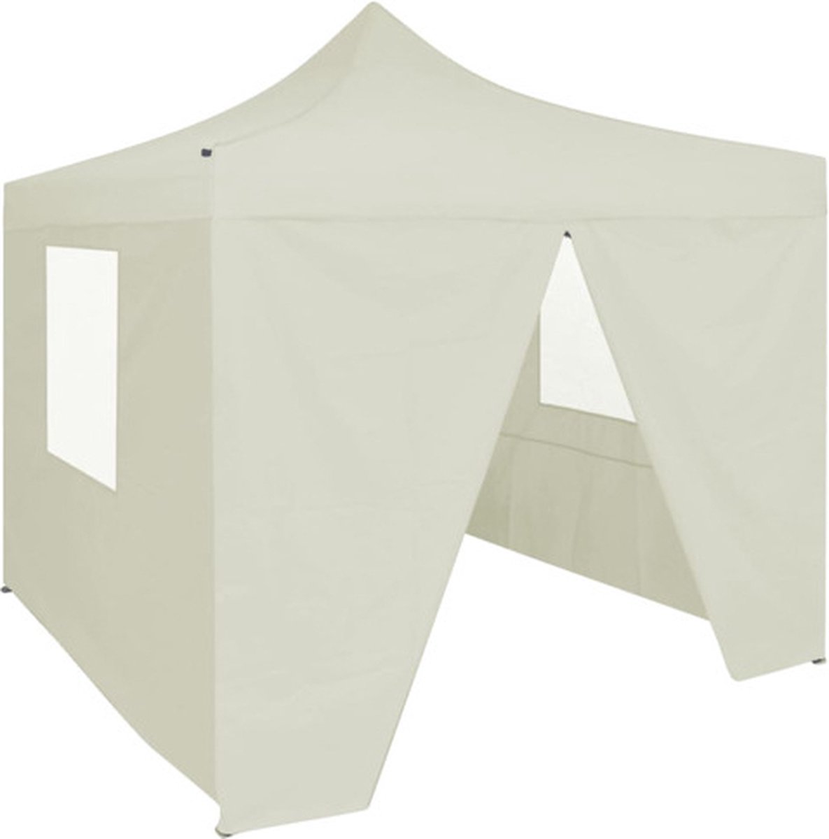 VidaXL partytent met 4 zijwanden inklapbaar 2x2m staal crème