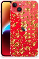 Telefoonhoesje iPhone 14 Plus Back Cover Siliconen Hoesje Gouden Bloemen