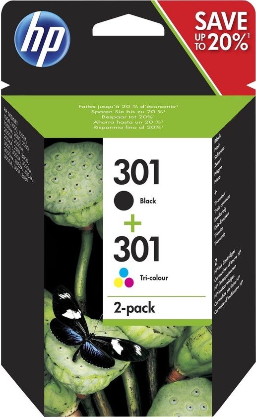 HP 301 pack de 2 cartouches d'encre noir/trois couleurs authentiques |  bol.com