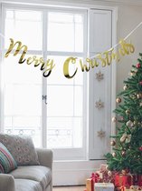 Slinger Kerst Goud Glans – Merry Christmas - Vlag - Banner - Slinger - Guirlande | Kerstfeest - Kerst - Decoratie – Kerstversiering - Christmas - Feestdagen