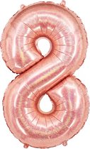 Ballon en aluminium numéro 8 ans, décoration d'anniversaire à Glitter or rose, Ballons à hélium, décoration de Fête avec paille - 86 cm
