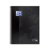 Oxford School Europeanbook - notitieboek - gekleurde rand - A4+ - ruit 5mm - 80 vel - 4 gaats - hardcover - zwart