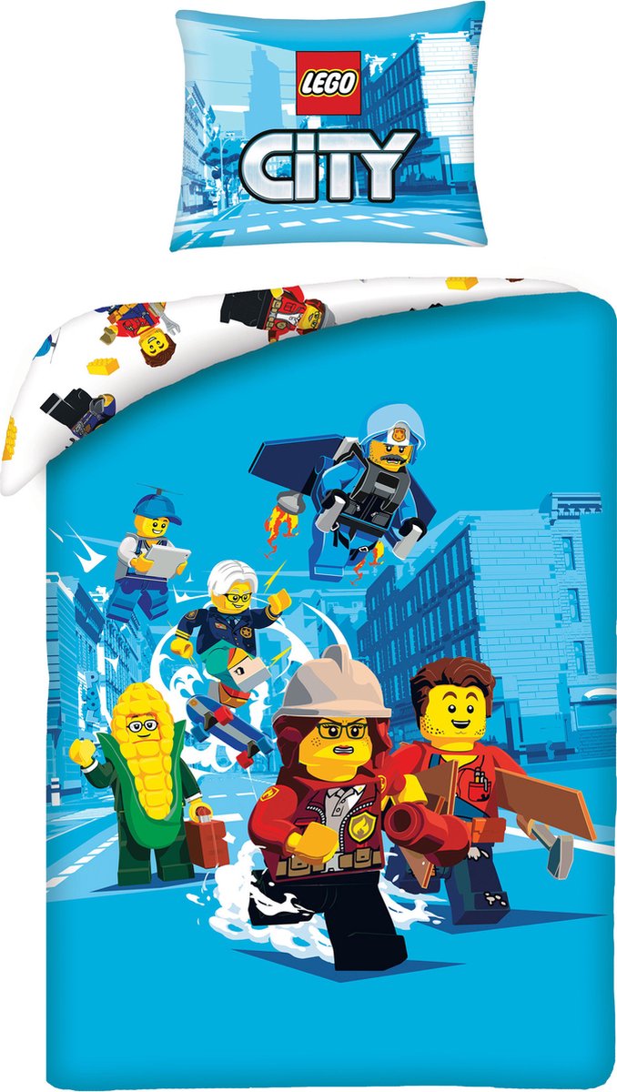 Lego City dekbedovertrek In The City 140 x 200 cm - Katoen - 70 x 90 cm