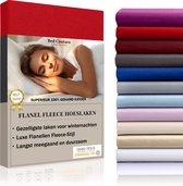 Bed Couture  Flanel Fleece Hoeslaken - 100% Katoen Extra zacht en Warm - Lits-jumeaux Extra Breed - 200x200+30  Cm - Rood
