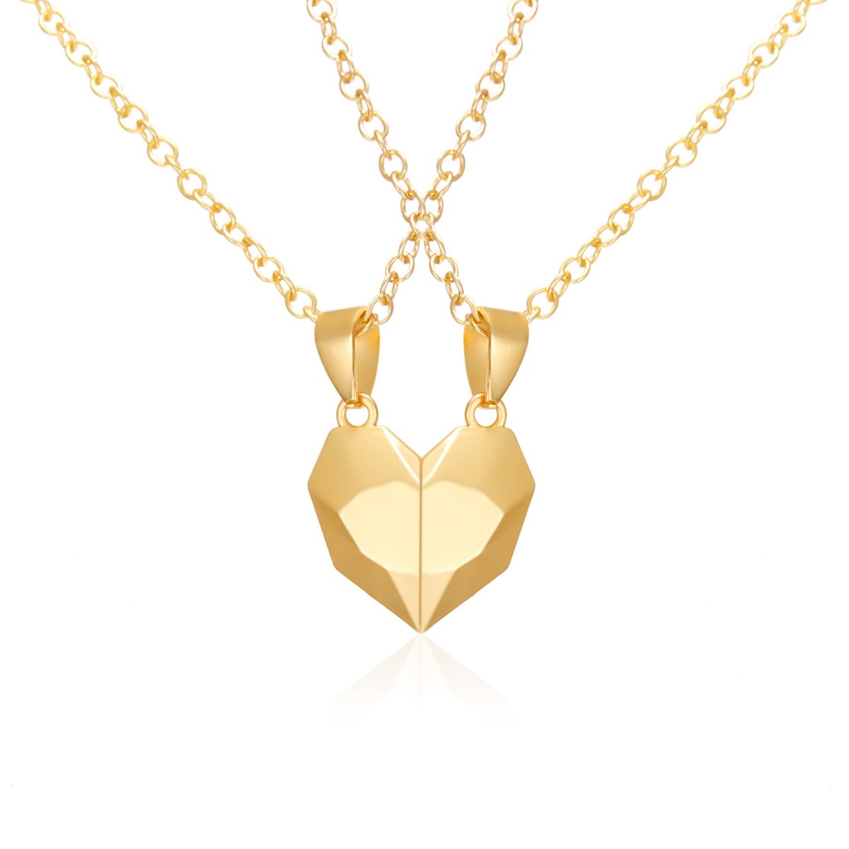 Koppel kettingen hart | goud | magnetisch hartje | Valentijn ketting | liefdes cadeau | Sparkolia | Vriendschapskettingen