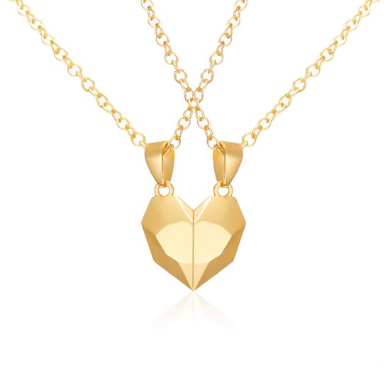 Koppel kettingen hart | goud | magnetisch hartje | Valentijn ketting | liefdes cadeau | Sparkolia | Vriendschapskettingen