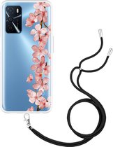 Oppo A54s Hoesje met Koord Flower Branch - Designed by Cazy