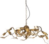 QAZQA linden - Klassieke Hanglamp voor boven de eettafel | in eetkamer - 6 lichts - Ø 74 cm - Goud/messing - Woonkamer | Slaapkamer | Keuken