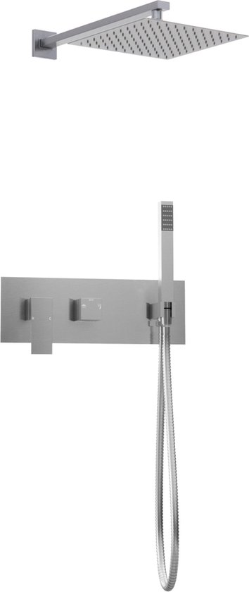 Hotbath Mate M146 Dualflow 50 X 50 Cm Vierkante Hoofddouche Met Regendouche Waterval Functie En Led Verlichting Chroom