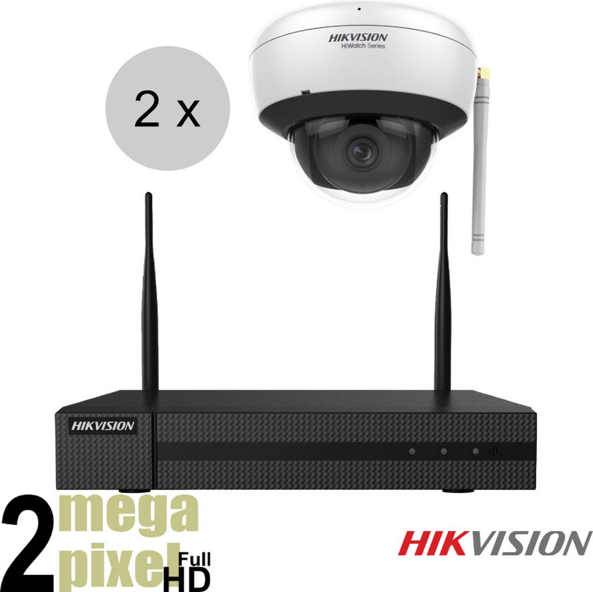 Hikvision - wifi camerasysteem - Full HD - 30m nachtzicht - 2 dome camera's