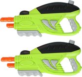 2x Waterpistolen/waterpistool groen van 42 cm kinderspeelgoed - waterspeelgoed van kunststof - 350 ml