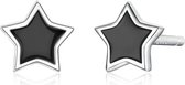 Zilveren oorbellen Zwarte ster