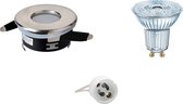 LED Spot Set - OSRAM Parathom PAR16 940 36D - Aigi - GU10 Fitting - Waterdicht IP65 - Dimbaar - Inbouw Rond - Mat Chroom - 3.7W - Natuurlijk Wit 4000K - Ø82mm - BES LED