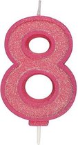 Sparkle Pink Numeral Candle 8