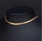 Visgraat Choker - Herringbone Ketting - Collier - Metaal - Goud kleur - 47 cm - 1 stuks