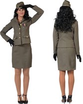 Funny Fashion - Generaal Kostuum - Klassieke Commandant - Vrouw - Groen - Maat 44-46 - Carnavalskleding - Verkleedkleding