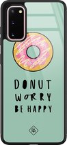 Samsung S20 hoesje glass - Donut worry | Samsung Galaxy S20 case | Hardcase backcover zwart