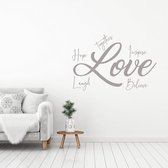 Muursticker Love Hope, Laugh, Believe, Inspire, Together -  Zilver -  100 x 66 cm  -  alle muurstickers  woonkamer  slaapkamer  engelse teksten - Muursticker4Sale