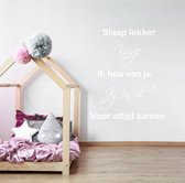 Muursticker Slaaplekker Kusje Ik Hou Van Je... - Wit - 49 x 60 cm - slaapkamer