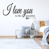 Muursticker I Love You To The Moon And Back - Geel - 120 x 60 cm - slaapkamer engelse teksten