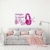 Muursticker Delight In Music -  Roze -  80 x 46 cm  -  alle muurstickers  woonkamer  engelse teksten - Muursticker4Sale