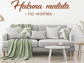 Muursticker Hakuna Matata No Worries -  Bruin -  160 x 42 cm  -  engelse teksten  woonkamer  alle - Muursticker4Sale