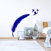Muursticker Veer Met Vogels -  Donkerblauw -  120 x 120 cm  -  woonkamer  slaapkamer  baby en kinderkamer  alle  dieren - Muursticker4Sale