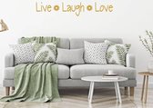 Muursticker Live Laugh Love Met Bloem -  Goud -  80 x 15 cm  -  woonkamer  slaapkamer  engelse teksten  alle - Muursticker4Sale