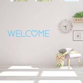 Muursticker Welcome - Lichtblauw - 120 x 19 cm - woonkamer engelse teksten