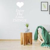 Muursticker Enjoy The Little Things -  Wit -  100 x 140 cm  -  woonkamer  slaapkamer  engelse teksten  alle - Muursticker4Sale