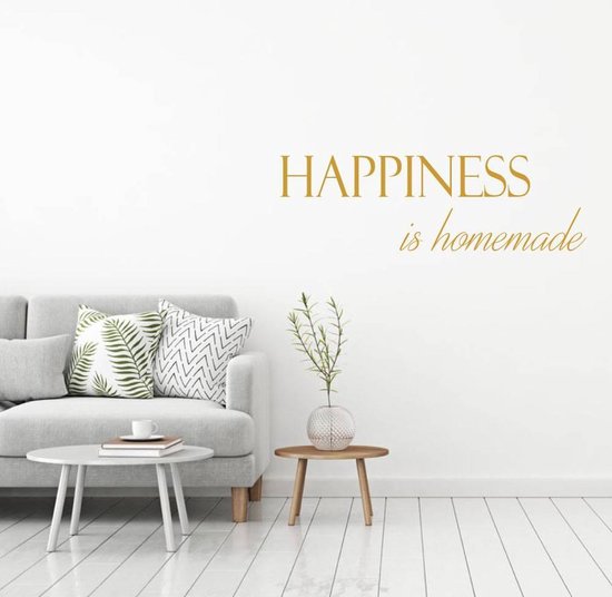 Muursticker Happiness Is Homemade - Goud - 80 x 24 cm - slaapkamer woonkamer alle